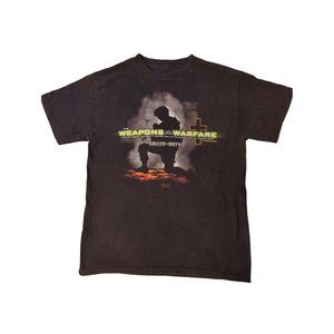 Mens Karusso The Weapons of Our Warfare Cotton Black Tee Shirt SS Medium